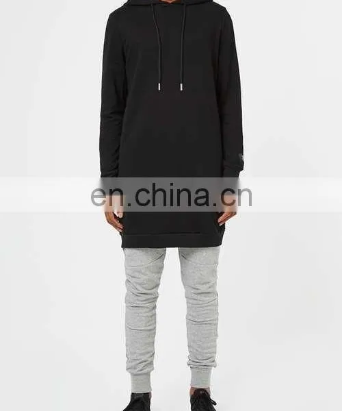 Mens Black Longline Fit And Side Pockets Hoodie photo-5