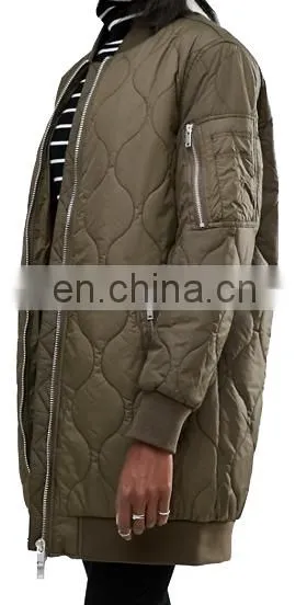 Chinese Manufacturer Padded Quilted Longline Bomber Jacket photo-3