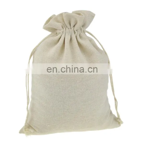 White Cotton Drawstring Pouch With Customized Logo Bag photo-4