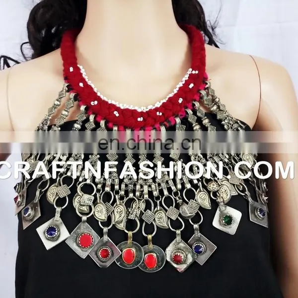 Kuchi Pendant - Ethnic Tribal Glass Pendant -Nomadic Gypsy Belly Dance Pendant -Designer Old Costuming Pendant photo-2
