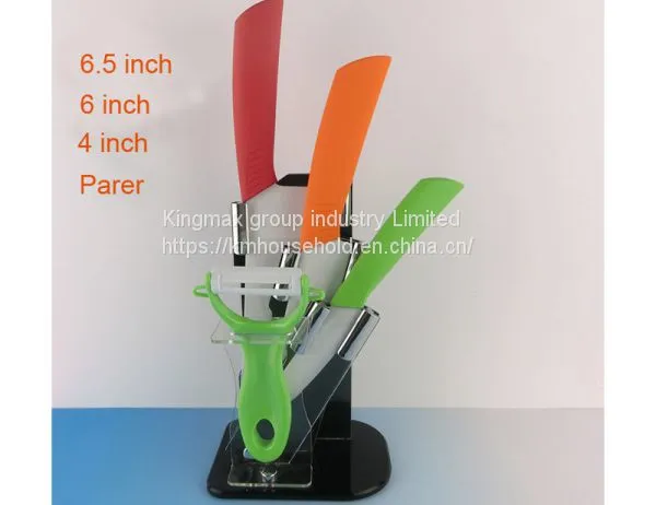 Non-Slip Handle 5 Pcs Color Full Ceramic Knife Set With Block