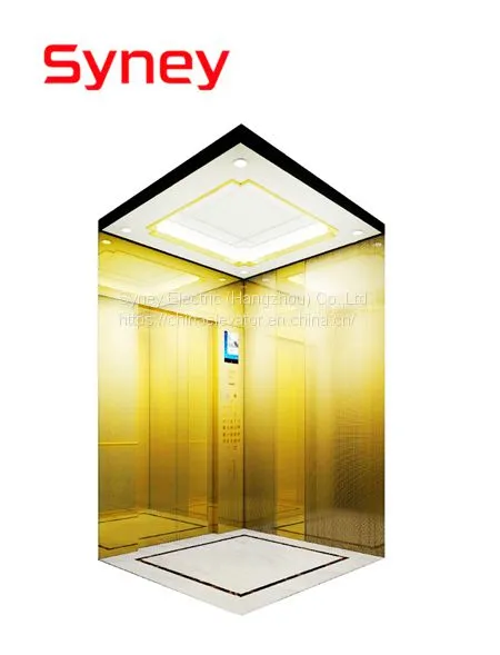 Wholesale Commercial Elevator Factory Luxury Mansions Golden Mirror Stainless Steel  Home Lift Passenger Elevators with Safe Touchless Button
