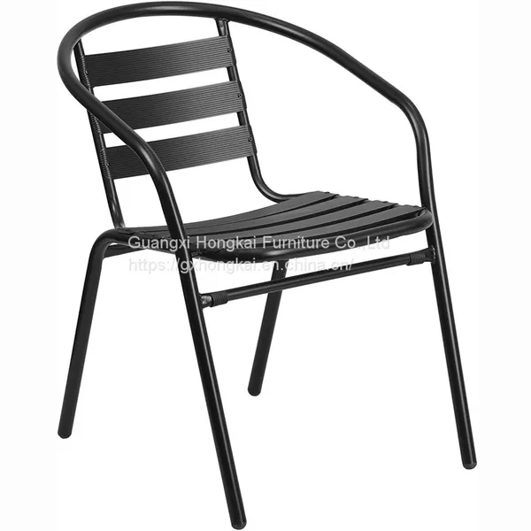 Black Garden Patio Outdoor Metal Stackable Chair photo-5