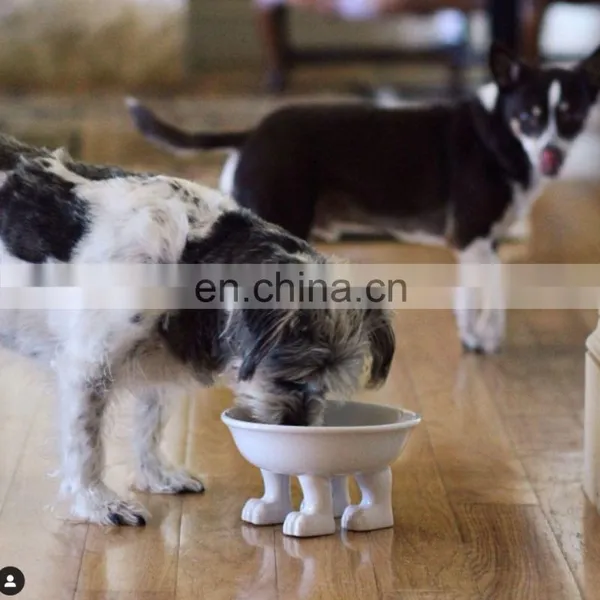New Factory Dog Shaped Modern Custom Ceramic Elevated Raised Supplies Dish Water Pet Dog Cat Bowl photo-3
