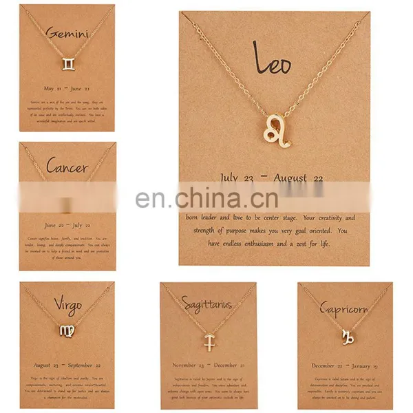 Female Elegant 12 Constellation, Zodiac Sign Necklace Pendants Charm Gold Chain Choker Astrology Necklaces/ photo-5