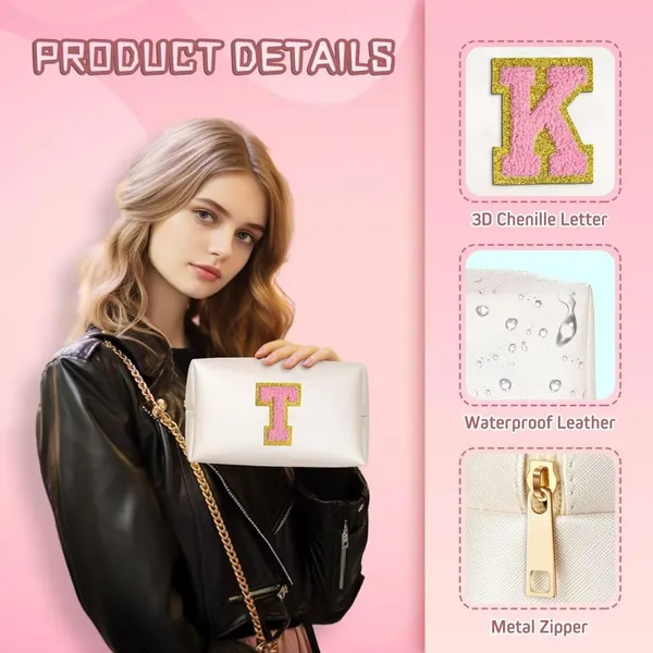 Travel Makeup Bag Chenille Letter Pouch Cosmetic Bag photo-3