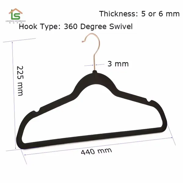 Hot Custom Anti Slip Notched Flocked Hangers Felt Velvet Hanger For Clothing photo-3