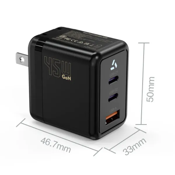 100W GaN Travel Adapter With 3 Ports (1A+2C), Smart Multi-Device Fast Charger for Laptops & Phones photo-4