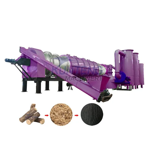 Continuous Rotary Biomass Olive Residue Carbonization Furnace Biochar Making Machine EPC