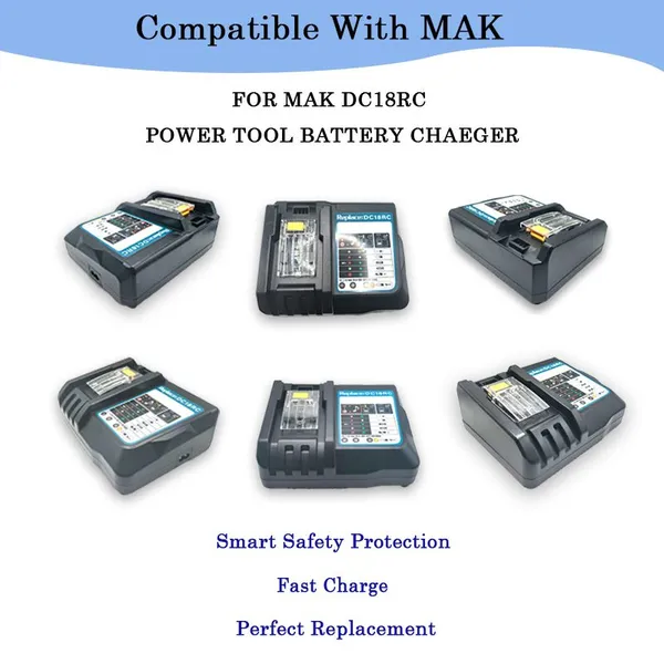 DC18RC 14.4V/18V Max Power Tool Battery Replacement Multi Ports Rapid Charger Station for Makita