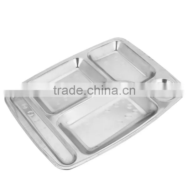 Chaozhou Factory 5 Grid Student School Lunch Tray,buffet Tray,stainless Steel Food Serving Tray photo-2