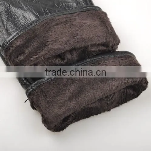Men's Leather Gloves for Men Plus Thick Velvet Warm Snap Rider Line Gloves Short Paragraph photo-2