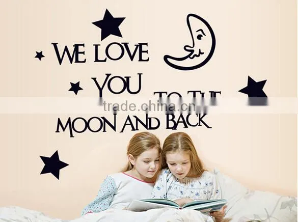 2016 We Love You To The Moon And Back Vinyl Wall Decal Sticker Decor Baby Boy Girl Nursery Bedroom Wholesale photo-2