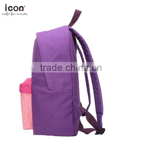 Color Block Canvas Backpack 100%cotton photo-4