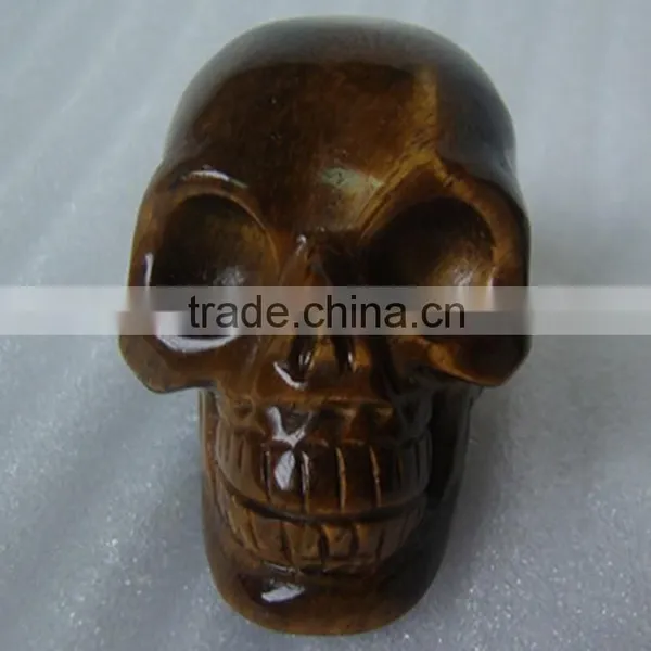 Semi Precious Stones Tiger Eye Skull Figurine photo-2