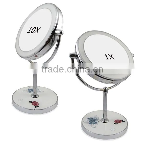 Customized Logo Bedroom Touch Sensor Aluminum Compact Mirror photo-2