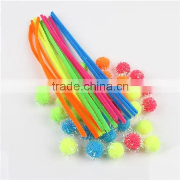 Factory Supply DIY Crafts Fluorescent Colors Pom Pom Toys for Kids or Wedding Party Decoration photo-3