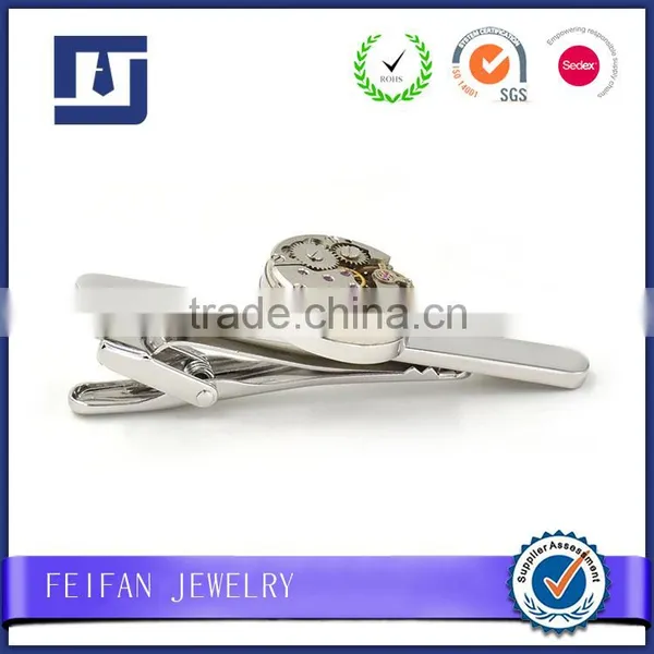 High Quality Tie Clips Jewelry Type Silver Plating Watch Movement Cufflinks photo-2