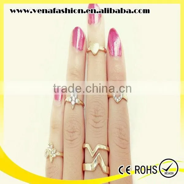 Japan Korea Star Style 6pcs Set Joint Gold Finger Ring photo-2