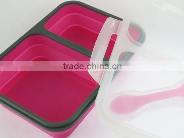 Silicone Container Combo With Spork 3 Components Collasible Lunch Box photo-3