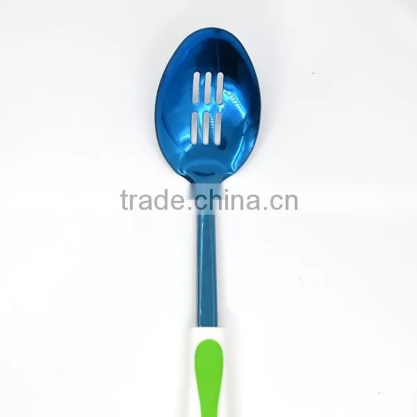 Non-stick TPR Handle Factory Price Titanize Kitchen Slotted Cooking Spoon photo-3
