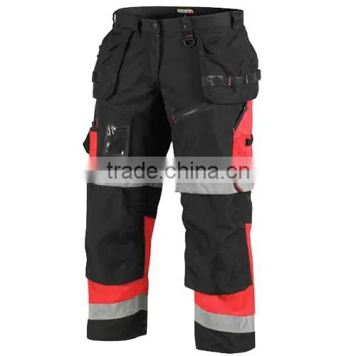 Heavy Duty Black Cordura Reflective Work Trousers With Holster Pockets