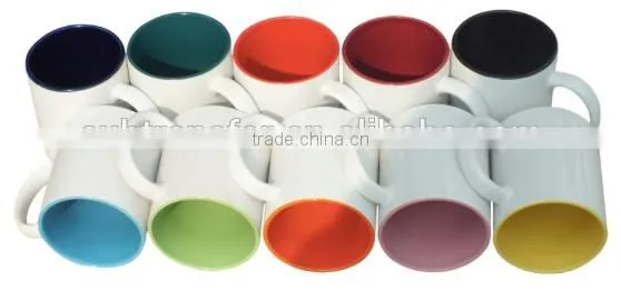2015 High Quality Sublimation White Plain 11oz Ceramic Inner Color Mug photo-3