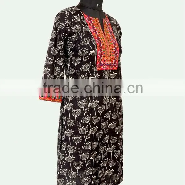 Black Embroidery Ladies Kurtis photo-3