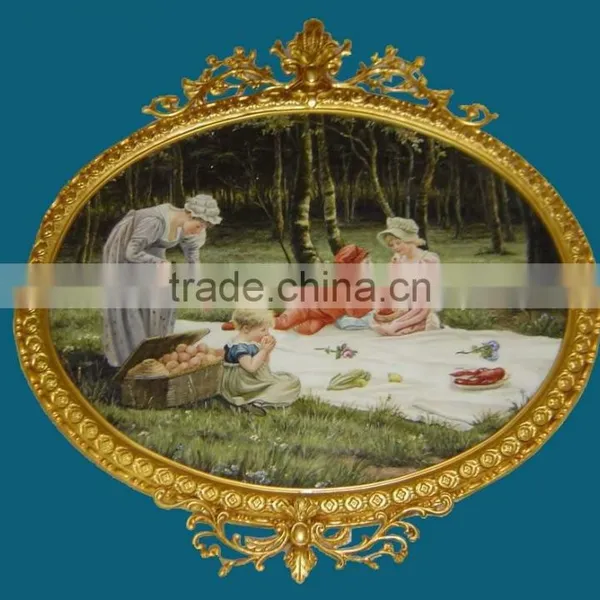Home Brass Mounted Wall Ceramic Painting Mural, Decorative Ceramic Art Fresco photo-4