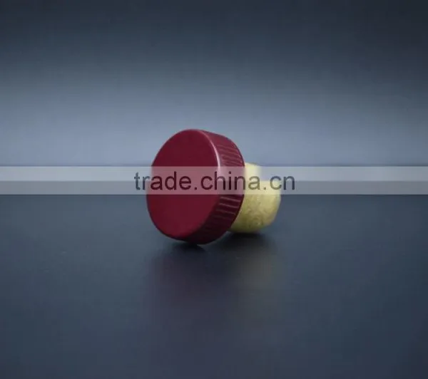 Red Plastic Top With Wooden Cork for Glass Bottle photo-3