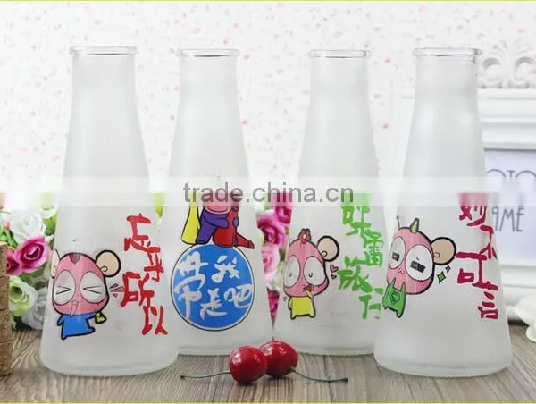 250ml Frosted Glass Bottle Frosted Juice Glass Bottle Frosted Milk Glass Bottle With Cork Lid photo-4