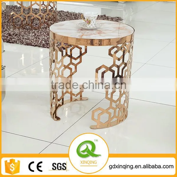 D403 Unique End Table Round Rose Gold Sofa Table