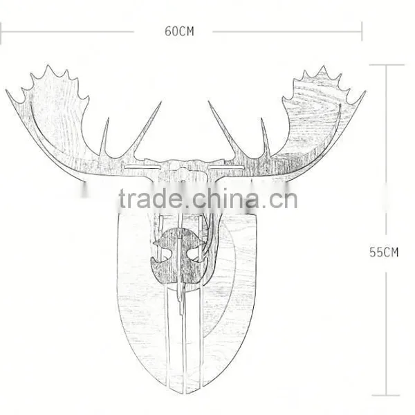 Latest Design Wood Craft Moose Head Wall Hanging Decoration photo-5