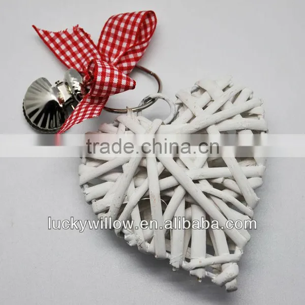 Handmade Large White Woven Wicker Heart for Home Decoration photo-2