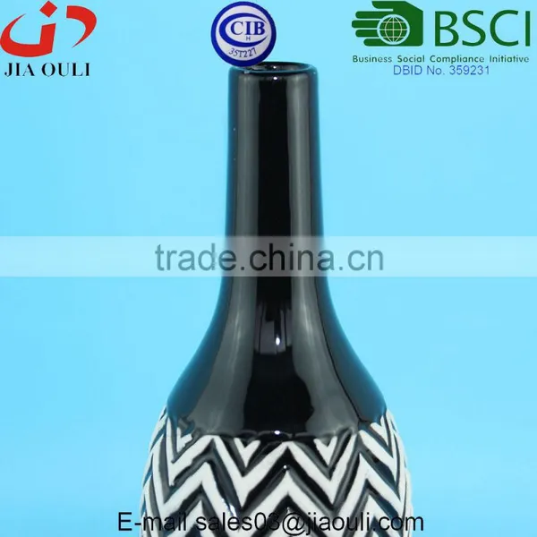 Decorative Vases Glazed and Wash Black/white Ceramic Flower Vases for Home Decor photo-3