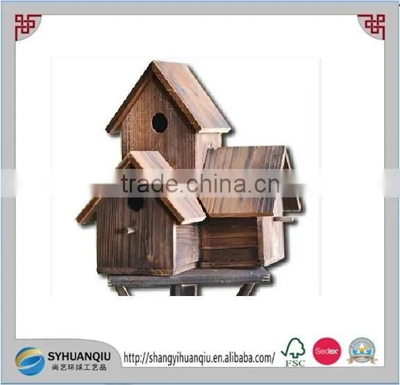 Wooden Bird Cage of Wedge-shaped Roof for Several Birds photo-2