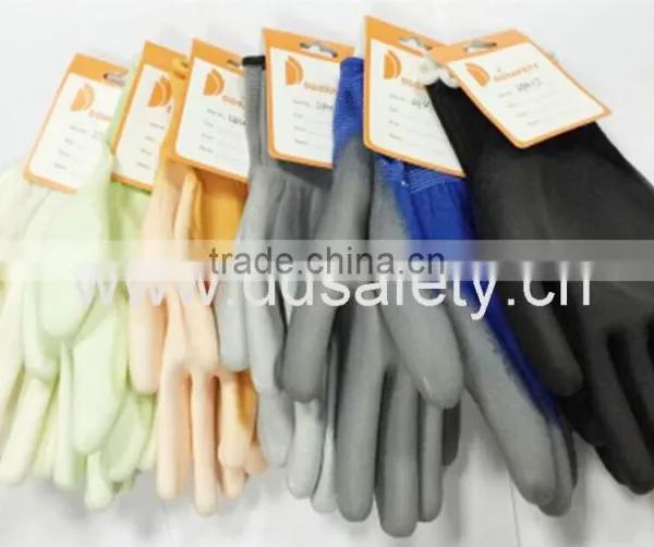 DDSAFETY Hot Sale 2016 Grey Nylon With White PU Coated Safety Gloves photo-3