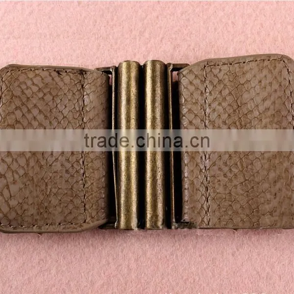 Wholesale Decorative Alloy Buckle Women Lady Snake Pattern Wide PU Waist Belt photo-2