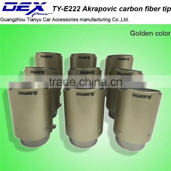 Universal Carbon Exhaust Tip Akrapovic Golden Color Exhuast Tip Car Stainless Steel Exhaust Muffler Tip photo-2