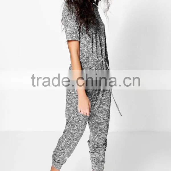 Adult Yoga Training Sport Jumpsuit Knitted O Neck Casual Cap Sleeve Fitness Jumpsuit For Women photo-2