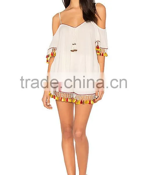 MGOO Latest Design Blank Women Chiffon Shorts Custom Your Logo Casual Shorts With Tassels photo-5