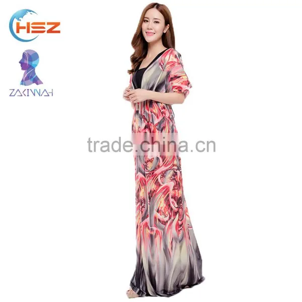 Zakiyyah 014 New Arrival 2017 China Girl Print Fashion Casual Dress Summer Woman Dresses Latest Designs Photos Without Dress photo-3