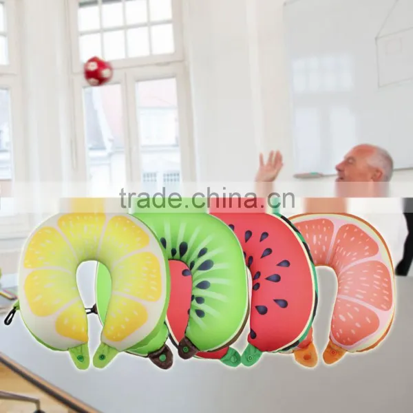 Fruit U Shaped Pillow Cushion Nanoparticles Neck Pillow Car Travel Realxation Pillow Watermelon for Office Home Gift photo-2