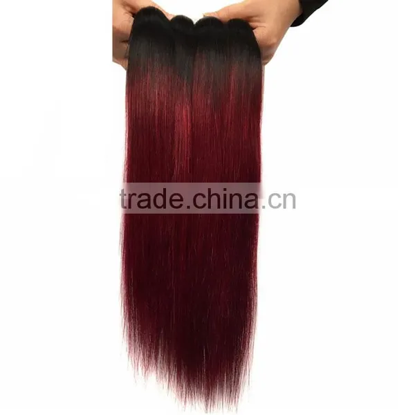Two Tone Color 1B/99J 7A Malaysian Virgin Hair Straight Ombre Hair Extensions photo-6