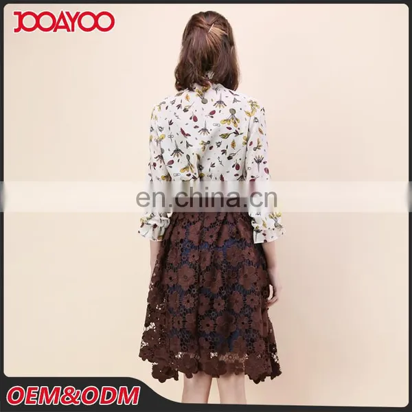 Women Latest Fashion Blouse Designs Flora Printed Long Sleeves Sheer Chiffon Blouse photo-6