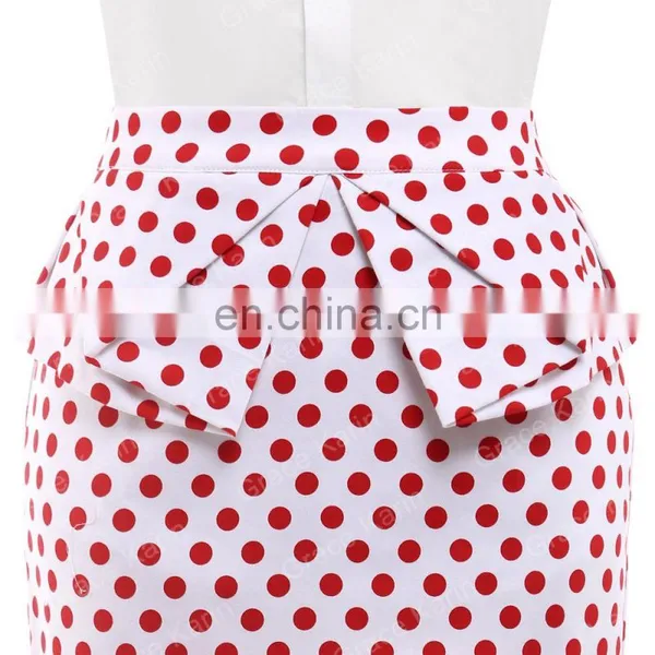 Grace Karin Occident Women's Vintage Retro Cotton Polka Dots Hips-Wrapped Skirt CL008928-1 photo-5