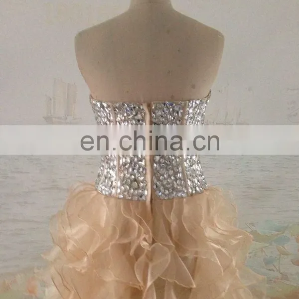 2016 Real Picture Custom Sweetheart With Crystal A-line Prom Dresses Long Organza Zipper Back Party Gowns Vestidos photo-3