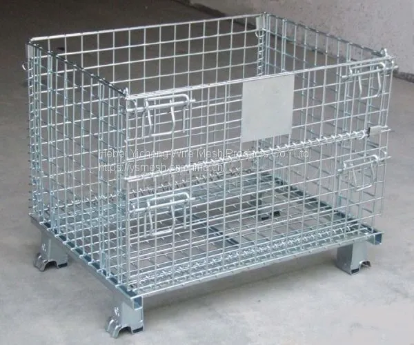 Galvanized Collapsible & Stackable Warehouse Storage Wire Mesh Container