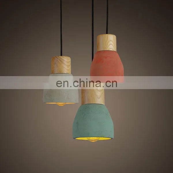 Industrial Concrete+wood Pendant Lamp Led Dining Room Pendant Light photo-6