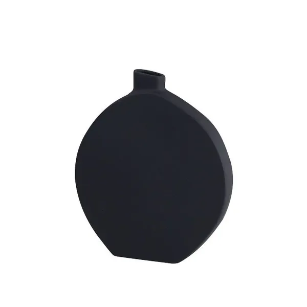 Circular Chinese Large White Black Elegant Round Vase For Hotel Office Home Showroom photo-5